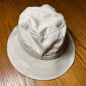 100% cotton khaki bucket hat with drawstring